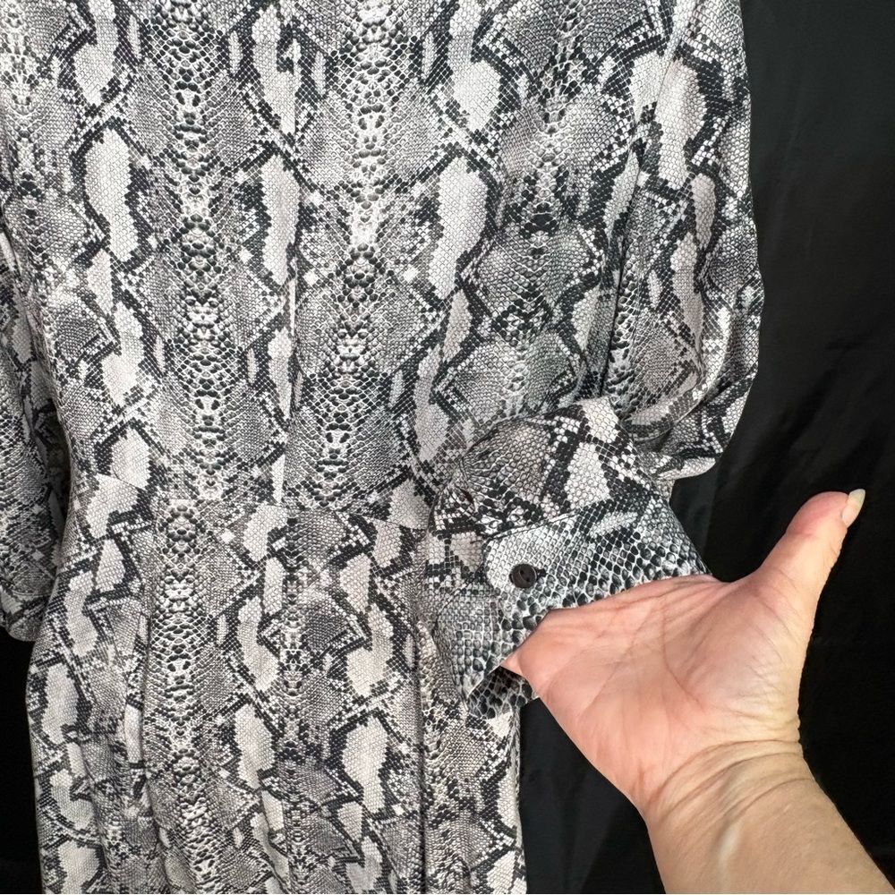 Zara Black and Gray Snake Print Long Sleeve Dress S - Picture 8 of 11